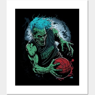 Green Zombie Basketball Posters and Art
